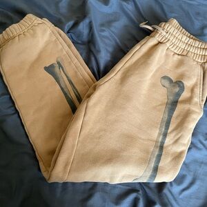 Tan Joggers with Bone Print